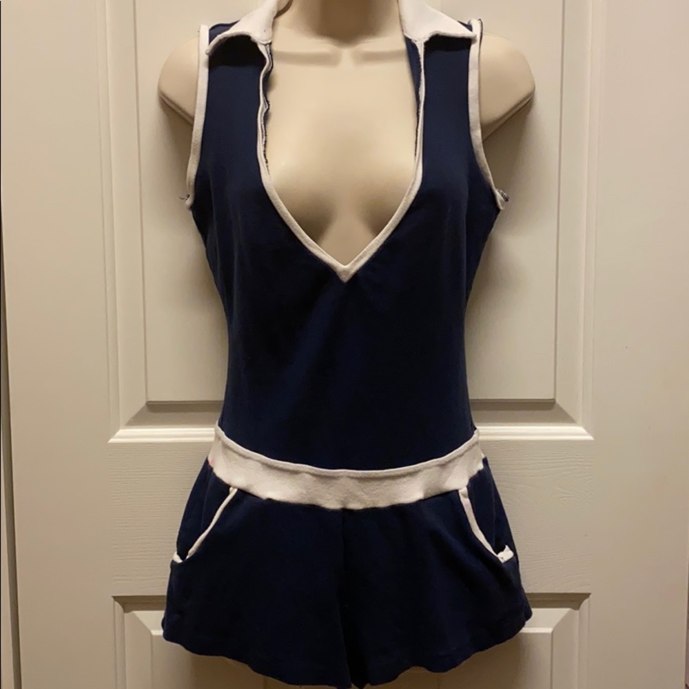 Low-cut shorts romper